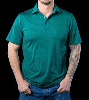 NEW FERRELL brand polo top in laser aventurine